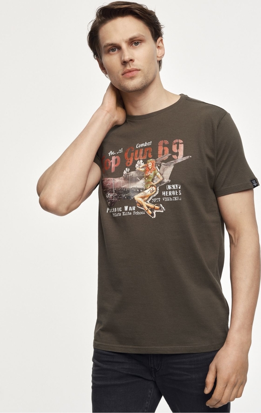 T-shirt Ochnik w młodzieżowym stylu z bawełny z nadrukiem