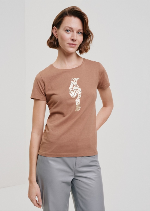T-shirt Ochnik z okrągłym dekoltem z bawełny z nadrukiem