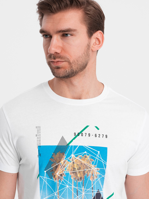 T-shirt Ombre w stylu klasycznym z bawełny z nadrukiem