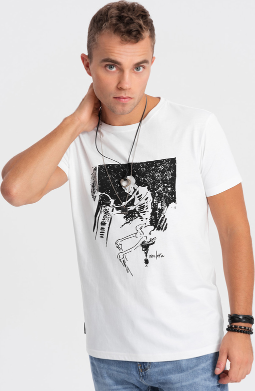 T-shirt Ombre z bawełny z nadrukiem w młodzieżowym stylu