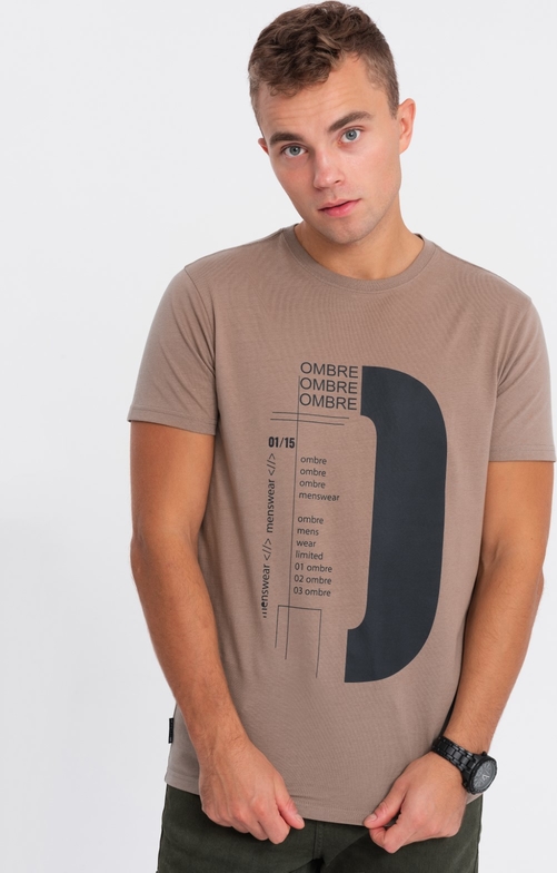 T-shirt Ombre z nadrukiem w młodzieżowym stylu z bawełny