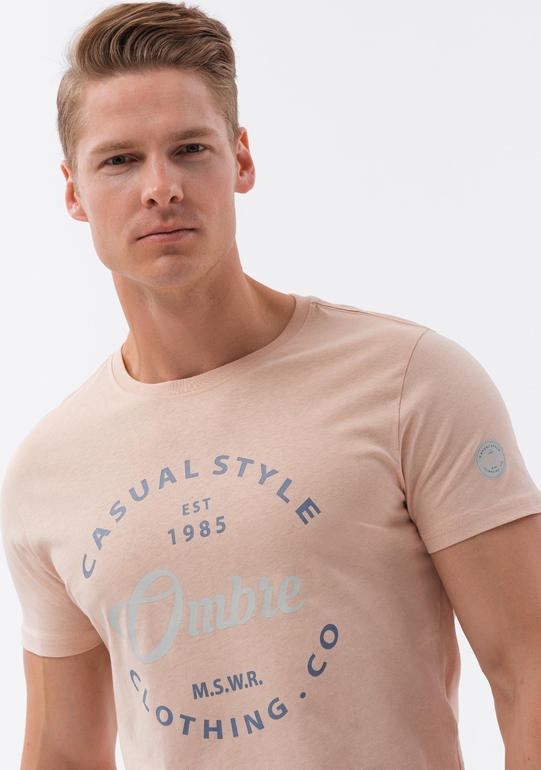 T-shirt Ombre z nadrukiem w stylu klasycznym z krótkim rękawem