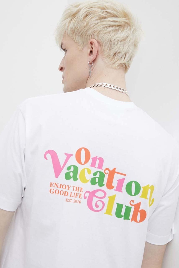 T-shirt On Vacation z nadrukiem z bawełny w młodzieżowym stylu