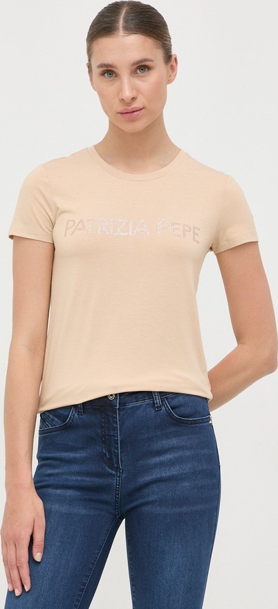 T-shirt Patrizia Pepe z okrągłym dekoltem z krótkim rękawem