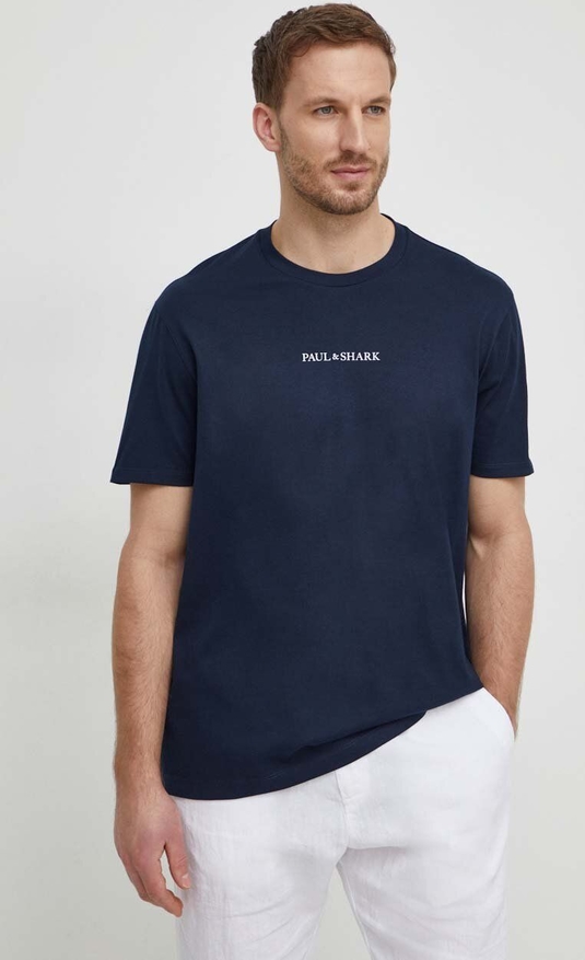 T-shirt Paul&shark z nadrukiem z krótkim rękawem z bawełny