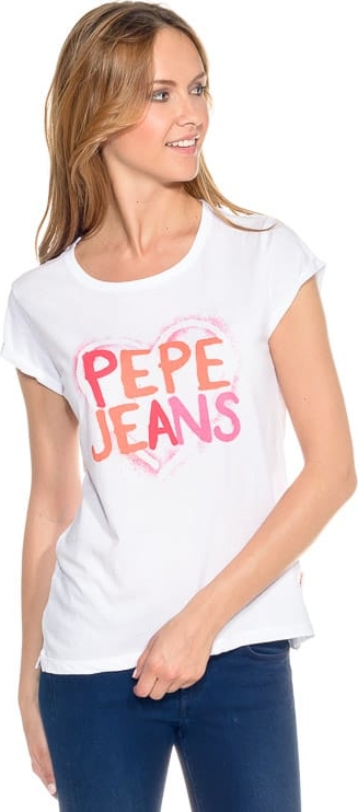 T-shirt Pepe Jeans w młodzieżowym stylu z okrągłym dekoltem