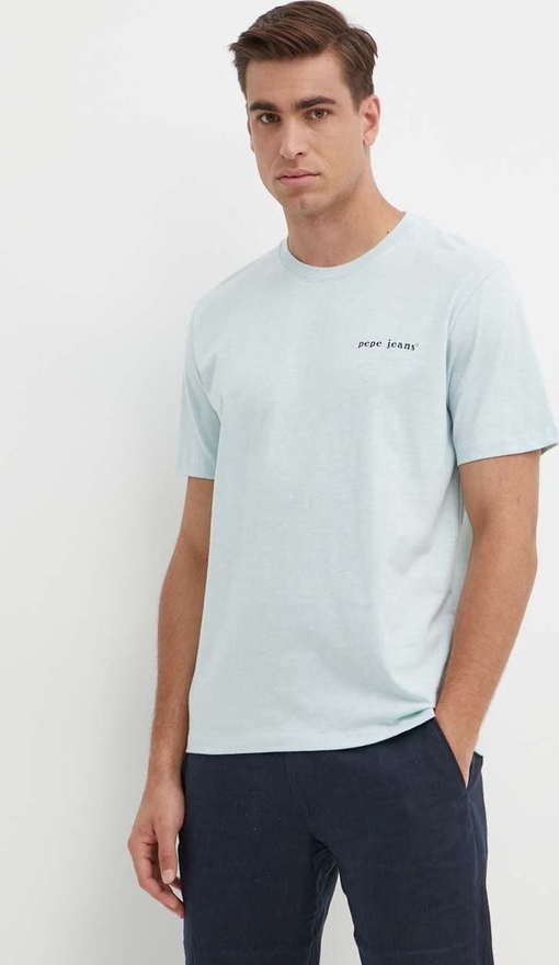 T-shirt Pepe Jeans z bawełny z nadrukiem z krótkim rękawem