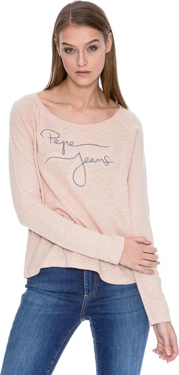 T-shirt Pepe Jeans z długim rękawem z okrągłym dekoltem w młodzieżowym stylu