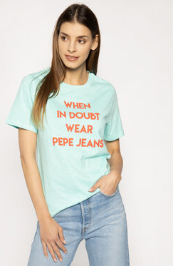 T-shirt Pepe Jeans z krótkim rękawem w młodzieżowym stylu z okrągłym dekoltem