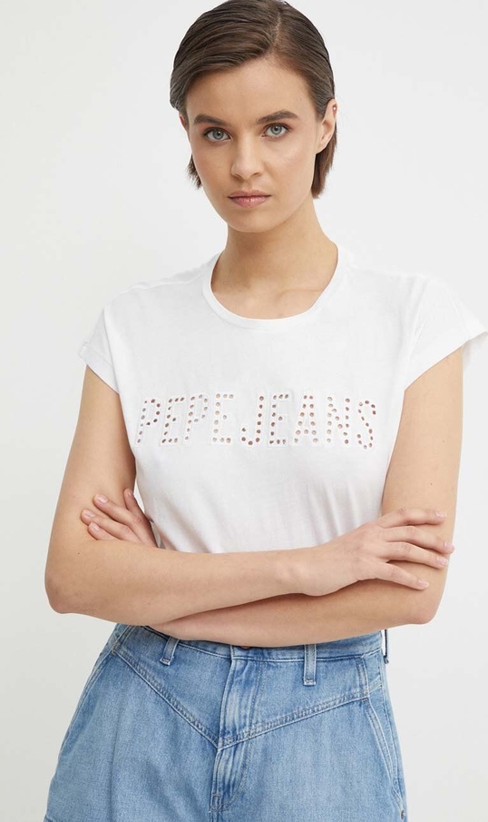 T-shirt Pepe Jeans z krótkim rękawem z bawełny z okrągłym dekoltem