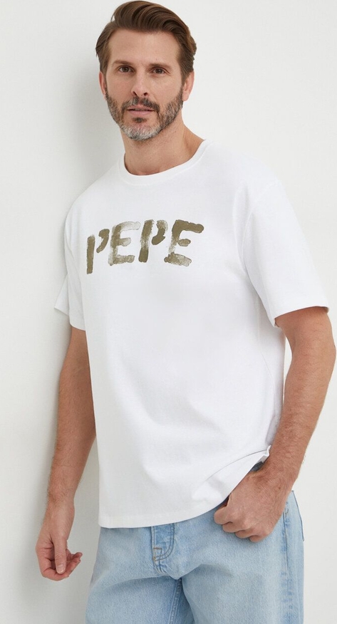 T-shirt Pepe Jeans z nadrukiem w młodzieżowym stylu z krótkim rękawem