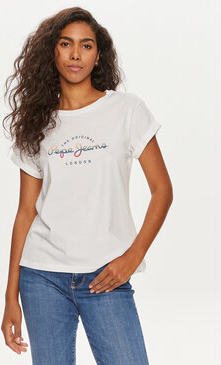 T-shirt Pepe Jeans z okrągłym dekoltem w młodzieżowym stylu