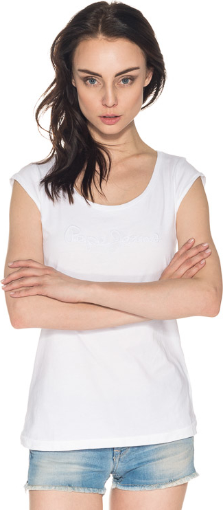 T-shirt Pepe Jeans z okrągłym dekoltem w stylu casual z krótkim rękawem