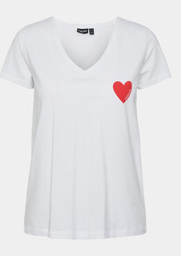 T-shirt Pieces w stylu casual z dekoltem w kształcie litery v