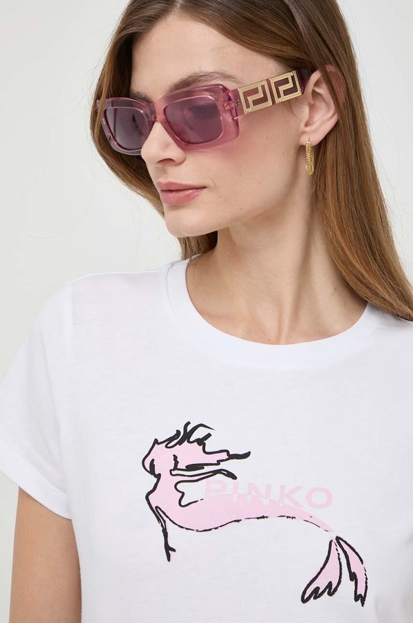 T-shirt Pinko w młodzieżowym stylu z bawełny