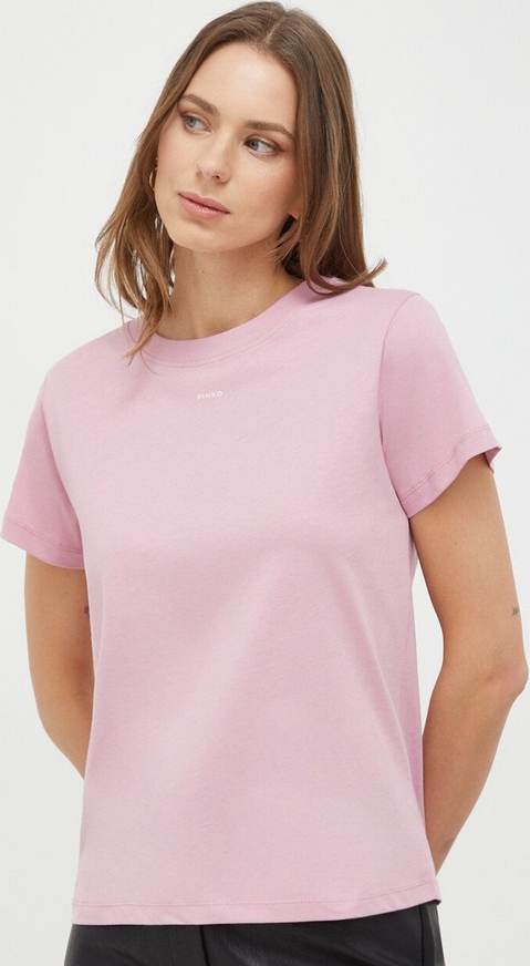 T-shirt Pinko w stylu casual z krótkim rękawem z bawełny