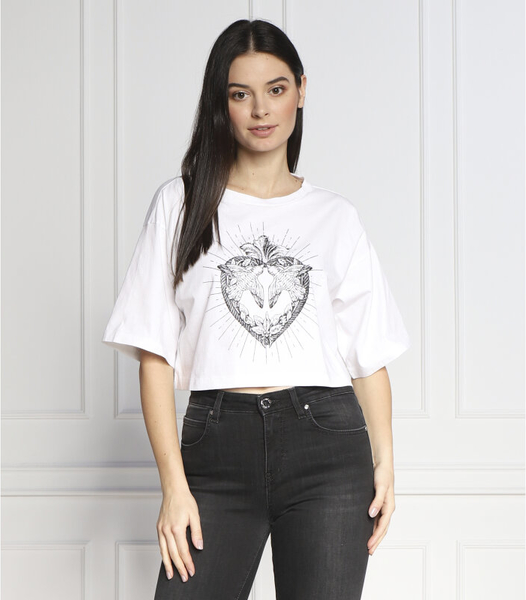 T-shirt Pinko z krótkim rękawem w młodzieżowym stylu z okrągłym dekoltem