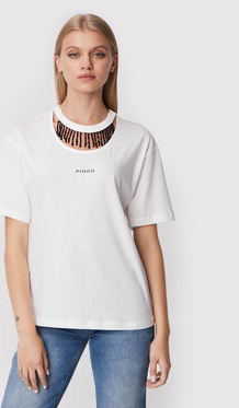T-shirt Pinko z krótkim rękawem w młodzieżowym stylu z okrągłym dekoltem