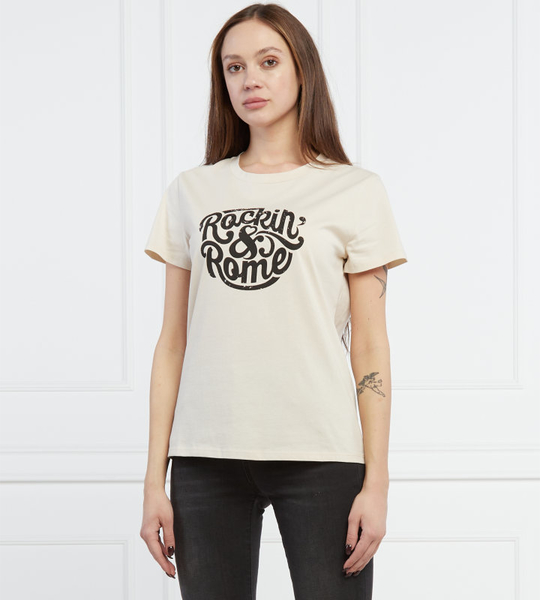 T-shirt Pinko z okrągłym dekoltem w młodzieżowym stylu z krótkim rękawem