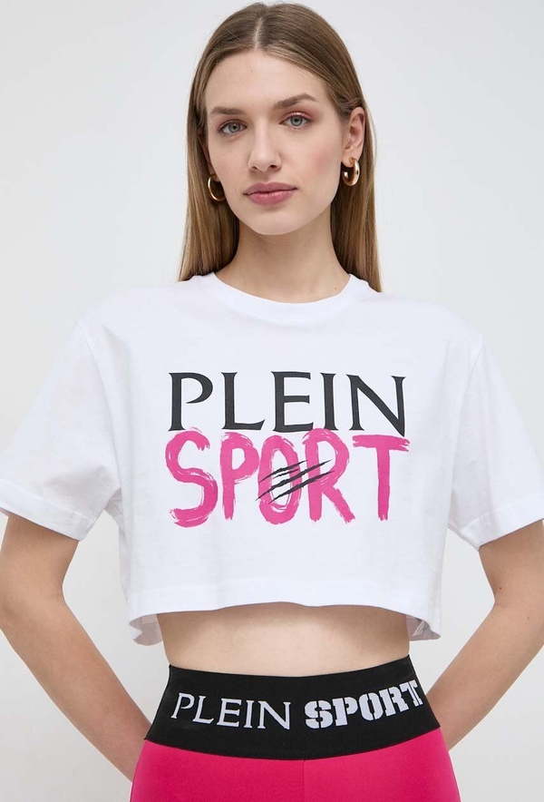 T-shirt Plein Sport z okrągłym dekoltem z bawełny z krótkim rękawem