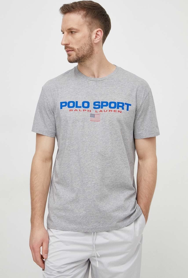T-shirt POLO RALPH LAUREN z nadrukiem z bawełny z krótkim rękawem
