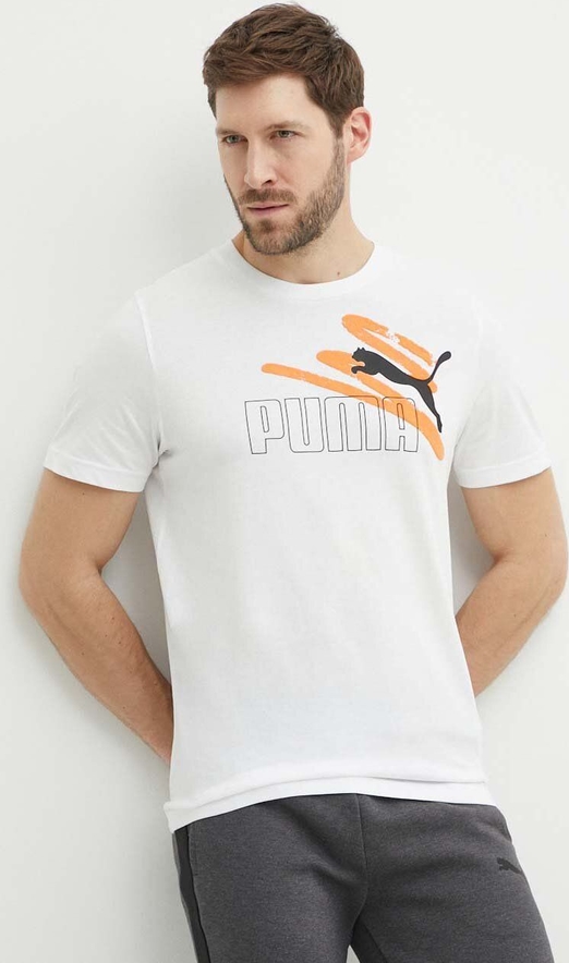 T-shirt Puma w sportowym stylu z bawełny z nadrukiem