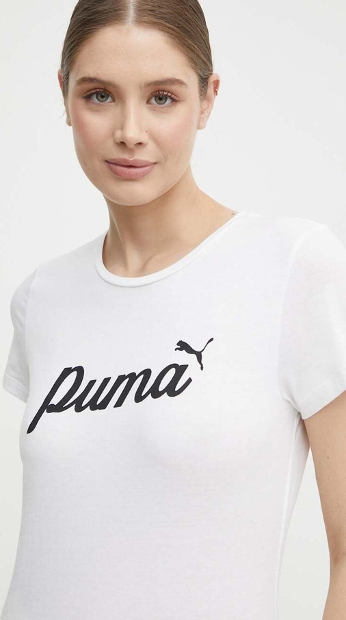 T-shirt Puma z bawełny w sportowym stylu z okrągłym dekoltem