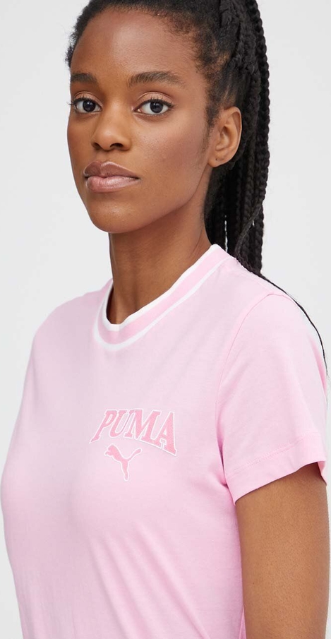 T-shirt Puma z okrągłym dekoltem z bawełny z krótkim rękawem