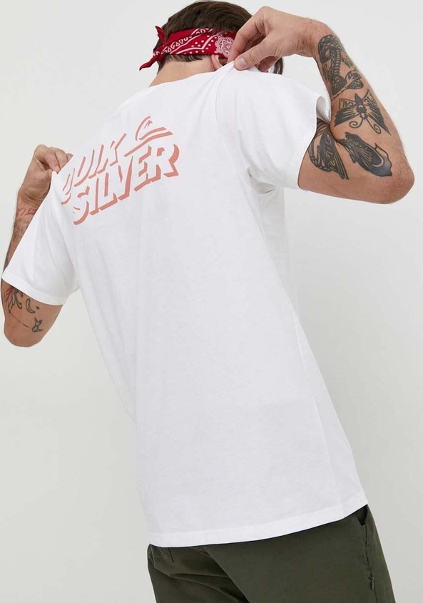 T-shirt Quiksilver z bawełny z krótkim rękawem w młodzieżowym stylu