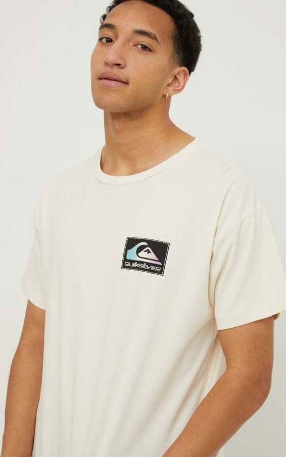T-shirt Quiksilver z nadrukiem z bawełny w młodzieżowym stylu