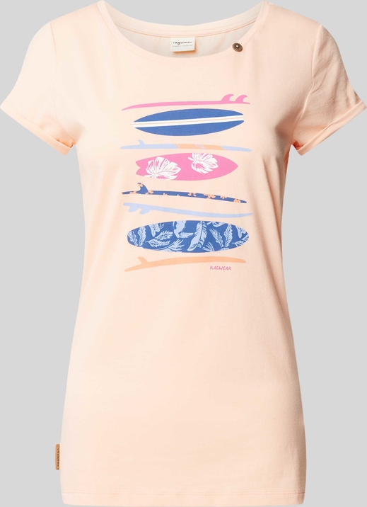 T-shirt Ragwear z okrągłym dekoltem z krótkim rękawem w młodzieżowym stylu