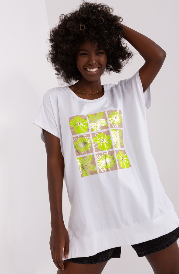 T-shirt Relevance z bawełny z okrągłym dekoltem z krótkim rękawem