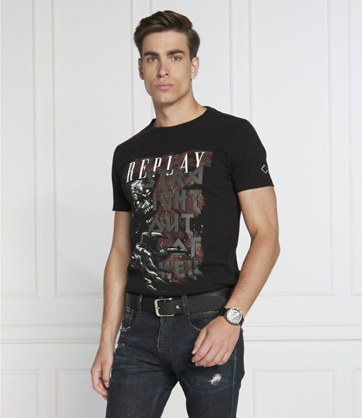 T-shirt Replay z nadrukiem w młodzieżowym stylu