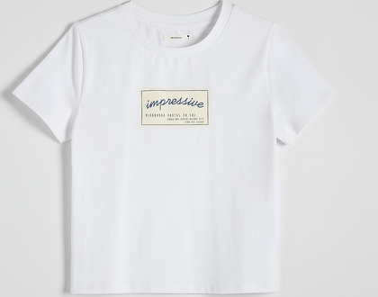 T-shirt Reserved w młodzieżowym stylu z okrągłym dekoltem z krótkim rękawem