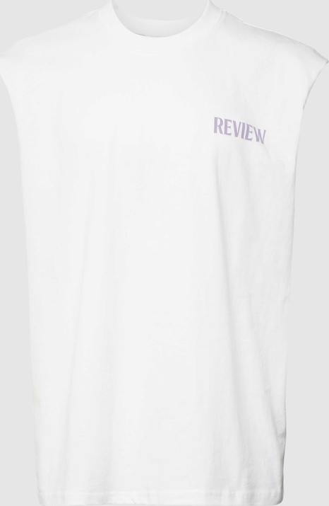 T-shirt Review w stylu casual z bawełny