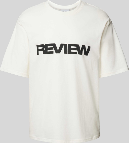 T-shirt Review z krótkim rękawem w młodzieżowym stylu z bawełny