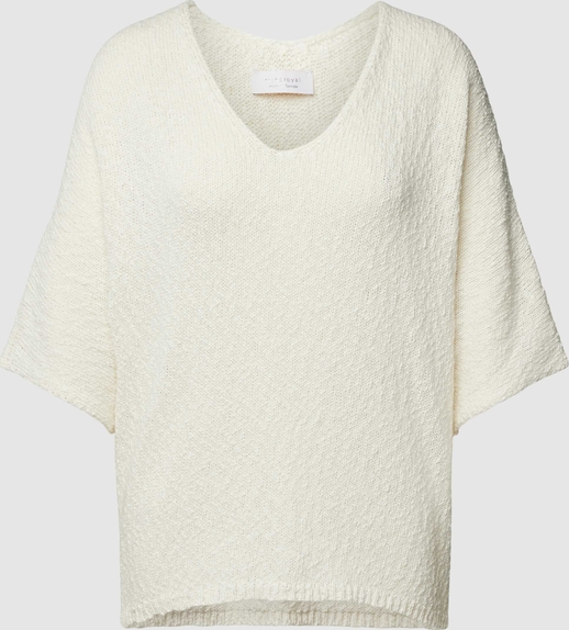 T-shirt Rich & Royal z krótkim rękawem z bawełny z dekoltem w kształcie litery v