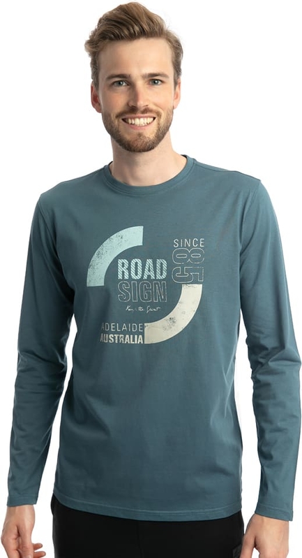 T-shirt Roadsign z długim rękawem w młodzieżowym stylu z bawełny