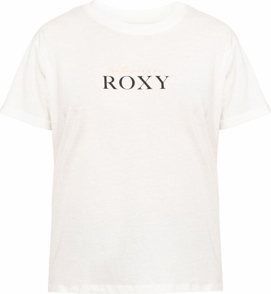T-shirt Roxy z bawełny z okrągłym dekoltem w młodzieżowym stylu