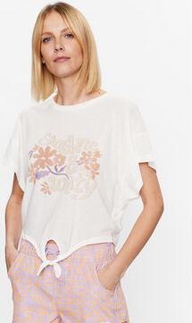 T-shirt Roxy z okrągłym dekoltem z krótkim rękawem z nadrukiem