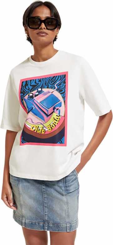 T-shirt Scotch & Soda z okrągłym dekoltem z krótkim rękawem z bawełny