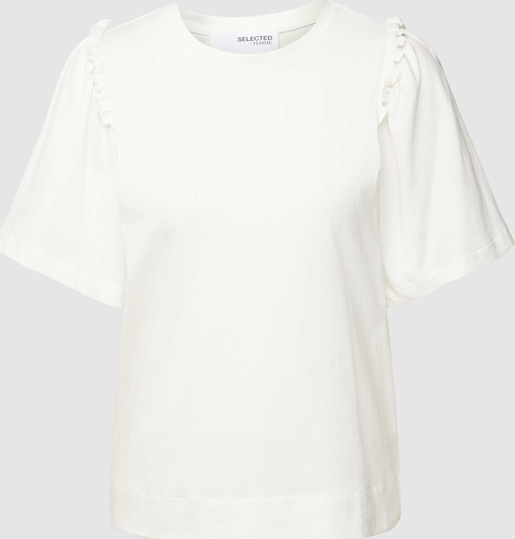 T-shirt Selected Femme w stylu casual z bawełny z krótkim rękawem