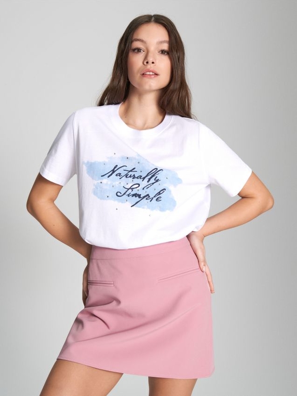 T-shirt Sinsay z okrągłym dekoltem w młodzieżowym stylu