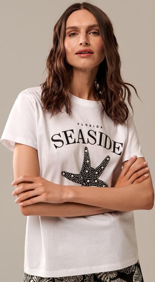 T-shirt Sinsay z okrągłym dekoltem z krótkim rękawem w młodzieżowym stylu
