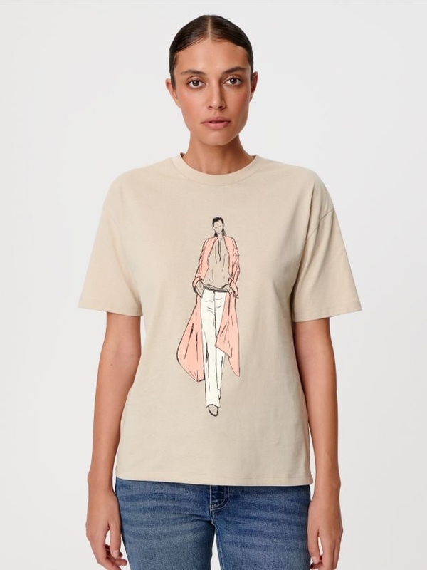 T-shirt Sinsay z okrągłym dekoltem z krótkim rękawem z tkaniny