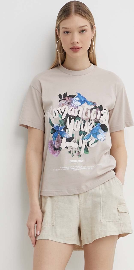 T-shirt Sixth June z bawełny w młodzieżowym stylu z nadrukiem