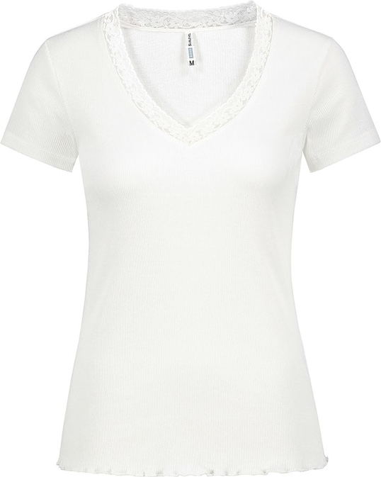 T-shirt SUBLEVEL w stylu casual z bawełny z dekoltem w kształcie litery v