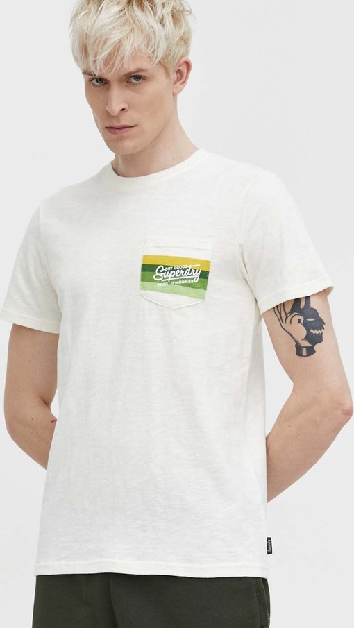 T-shirt Superdry z krótkim rękawem z nadrukiem z bawełny
