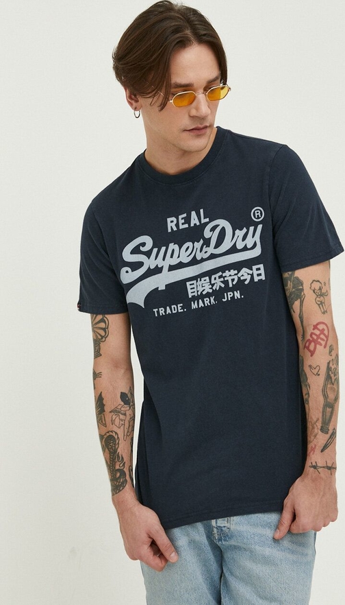T-shirt Superdry z nadrukiem z bawełny