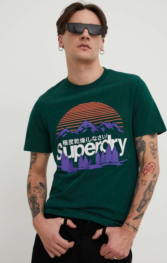 T-shirt Superdry z nadrukiem z bawełny